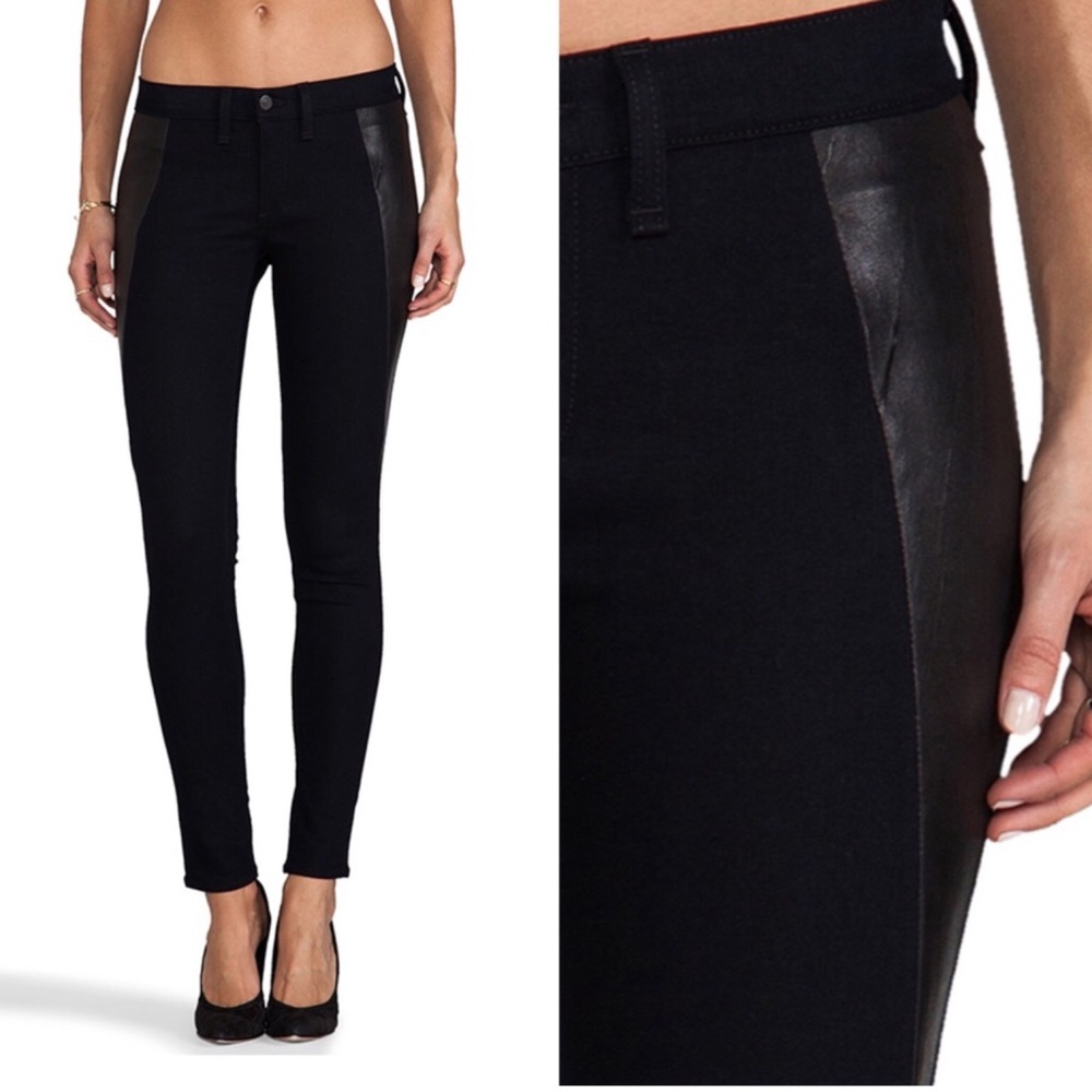 Rag & Bone Lamb Leather Trim Midnight Blue Jeggings